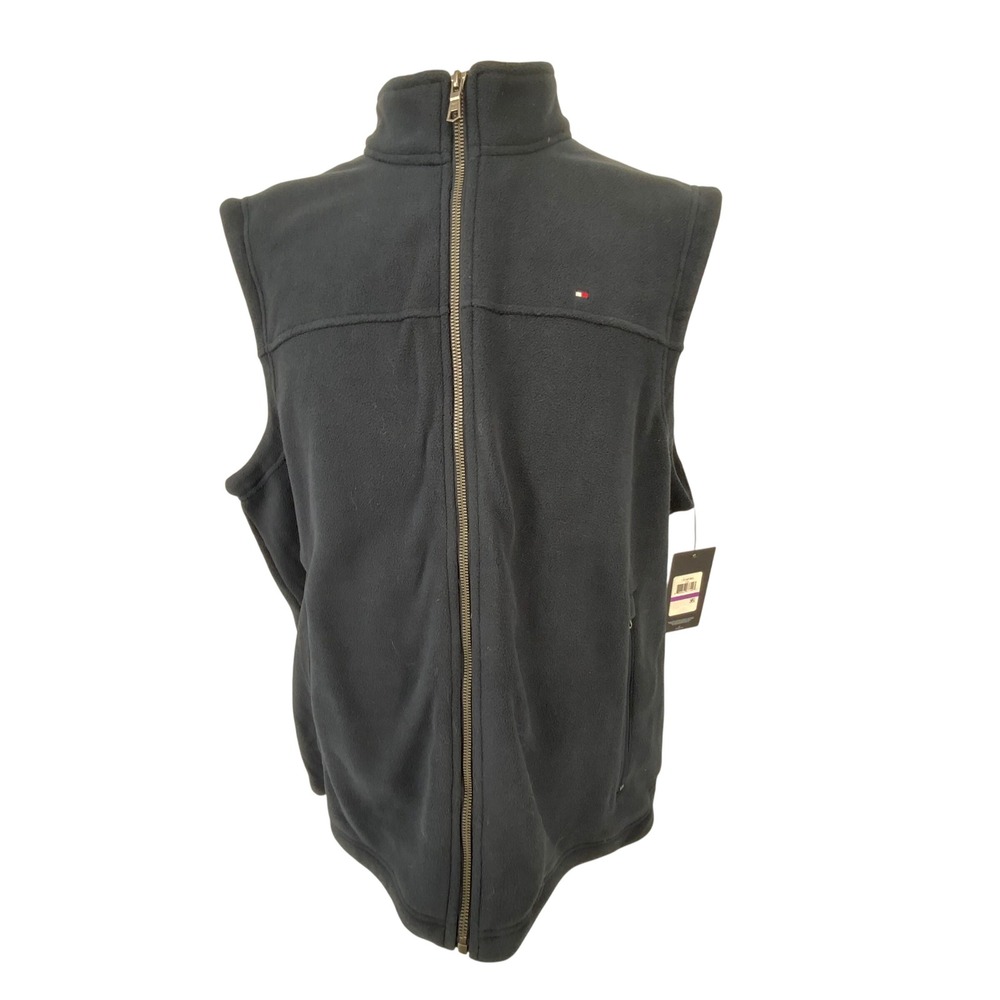 Tommy Hilfiger Men's Navy Fleece Vest Full Zip Pockets‎ Size XXL Athleisure